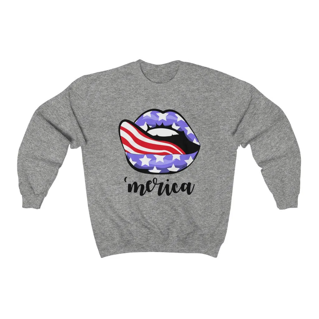 Merica Flag Stars Stripes Unisex Sweatshirt sold by Always Stylish Mama product image thumbnail 2