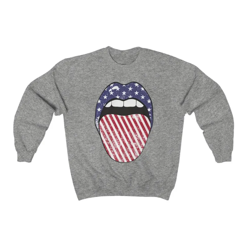 Stars + Stripes Tongue Out Unisex Sweatshirt sold by Always Stylish Mama
