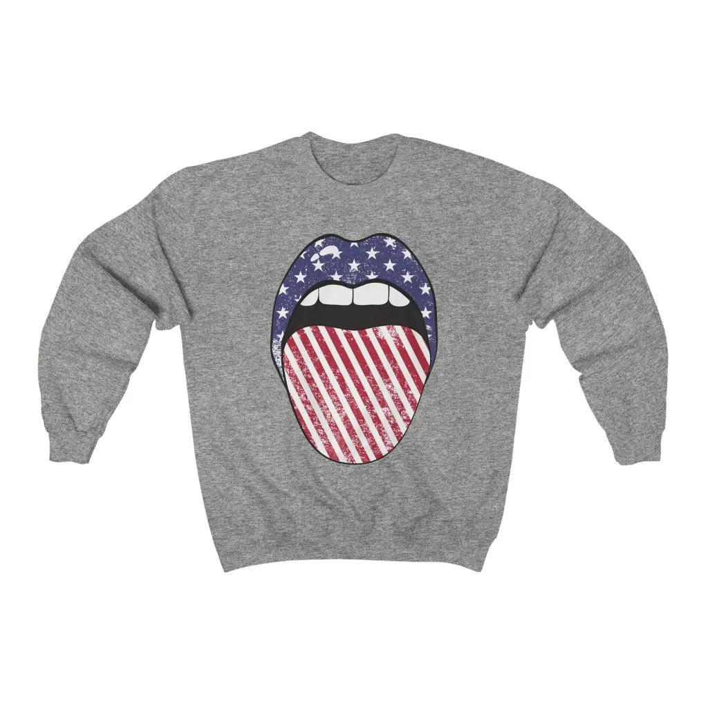 Stars + Stripes Tongue Out Unisex Sweatshirt sold by Always Stylish Mama