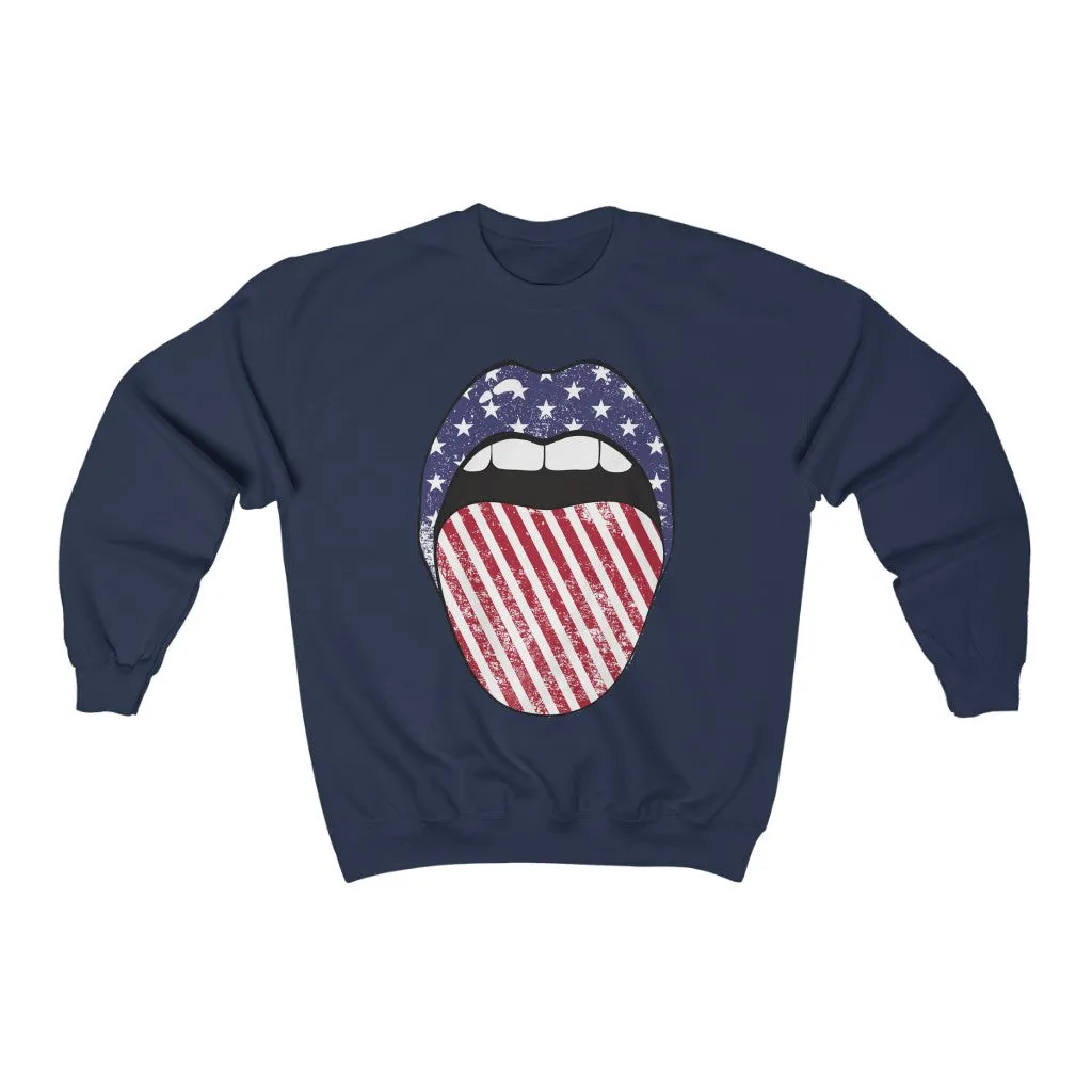 Stars + Stripes Tongue Out Unisex Sweatshirt sold by Always Stylish Mama product image thumbnail 5