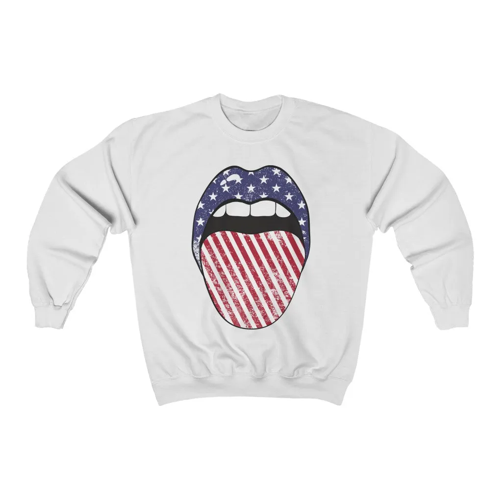 Stars + Stripes Tongue Out Unisex Sweatshirt sold by Always Stylish Mama product image thumbnail 2