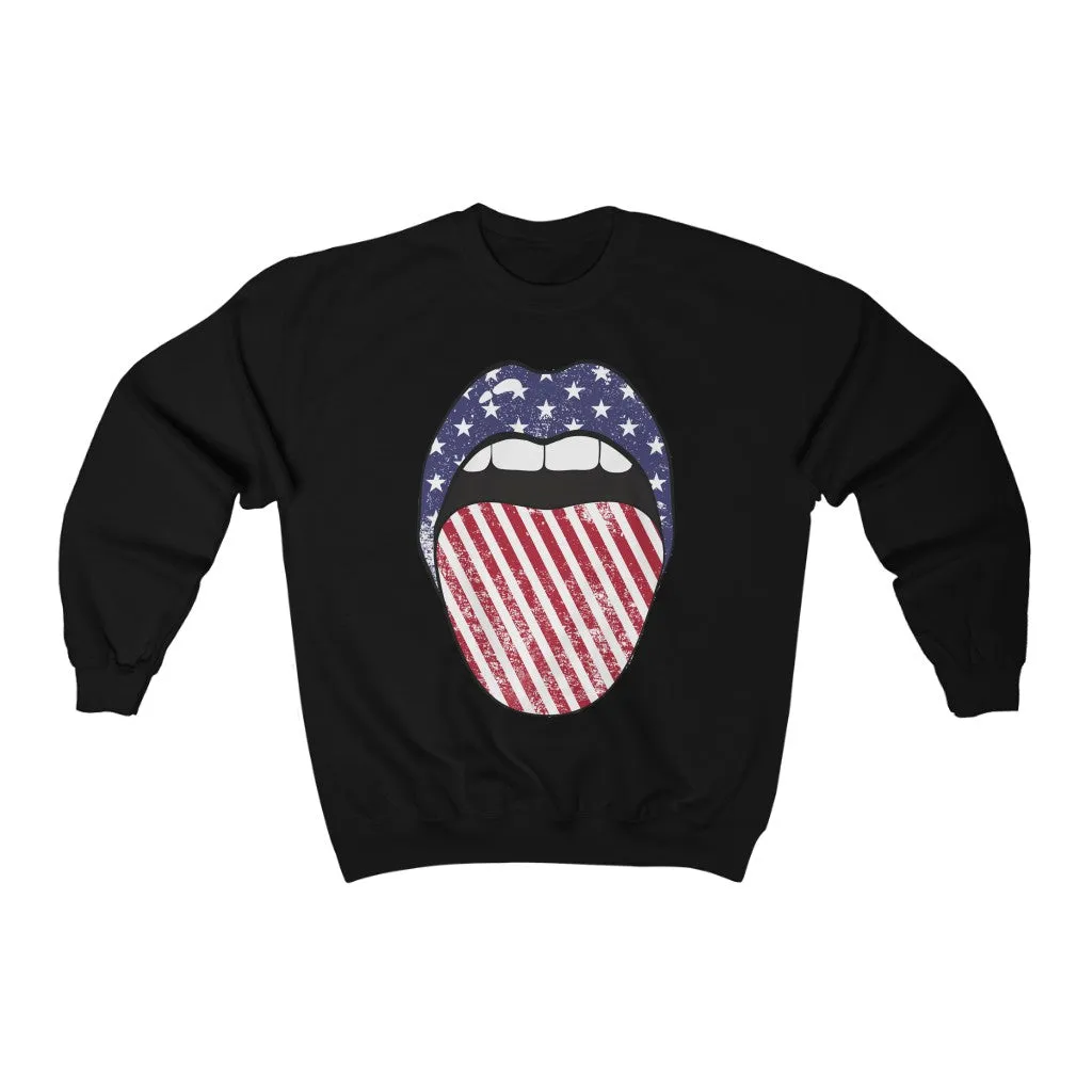 Stars + Stripes Tongue Out Unisex Sweatshirt sold by Always Stylish Mama product image thumbnail 3