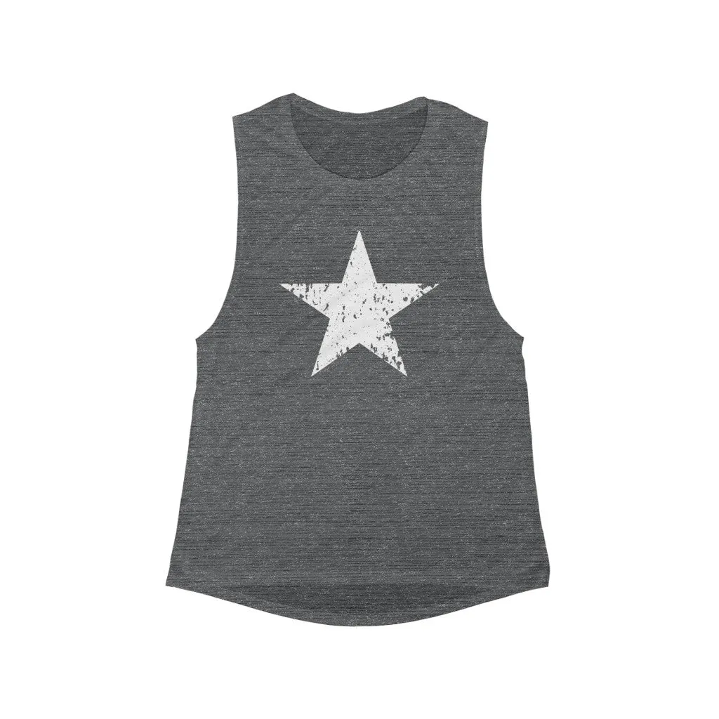 White Star Grunge Women's Flowy Scoop Muscle Tank sold by Always Stylish Mama product image thumbnail 2