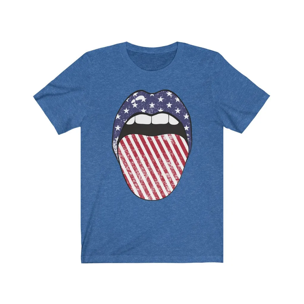 Stars + Stripes Tongue Out Unisex Tee sold by Always Stylish Mama product image thumbnail 5