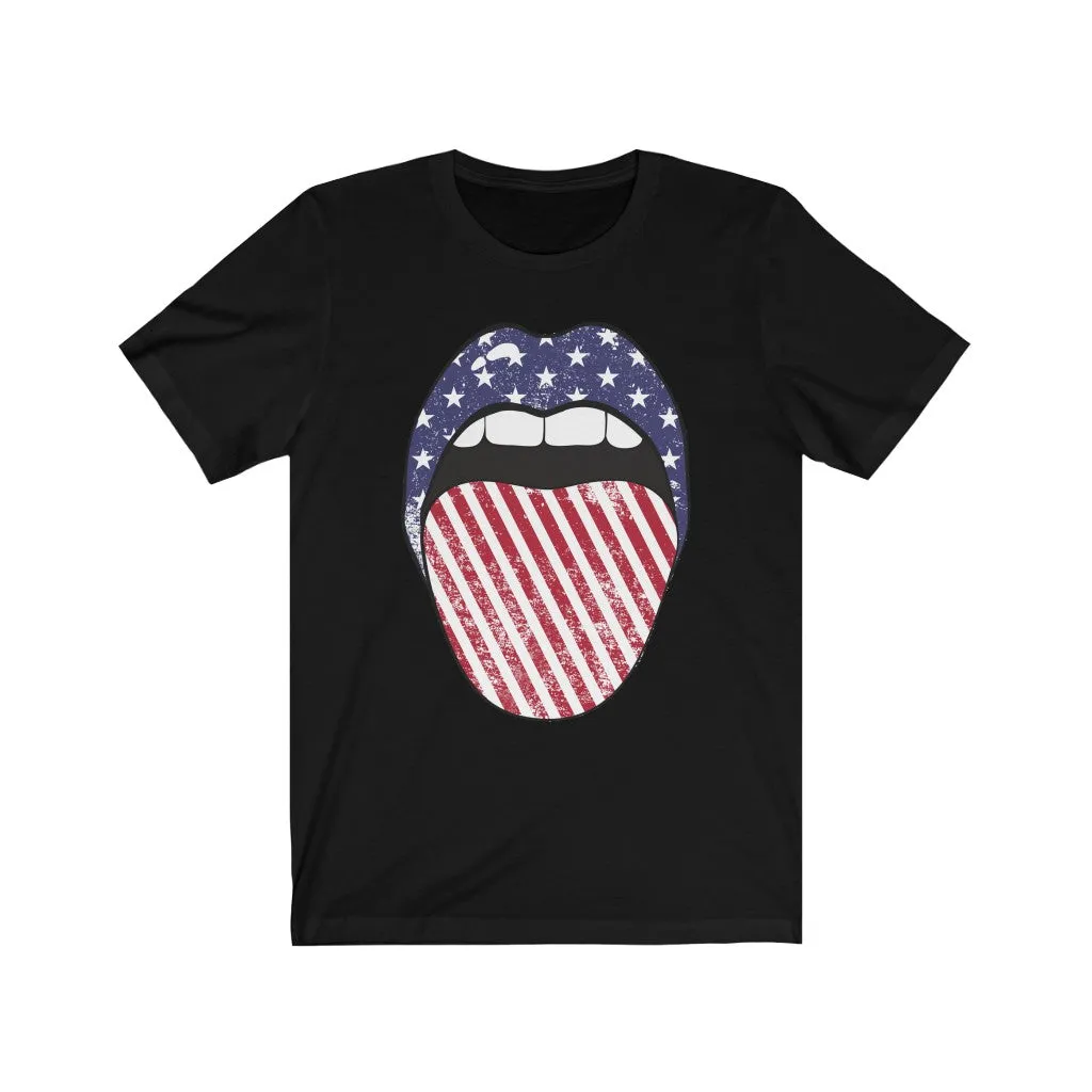 Stars + Stripes Tongue Out Unisex Tee sold by Always Stylish Mama product image thumbnail 2