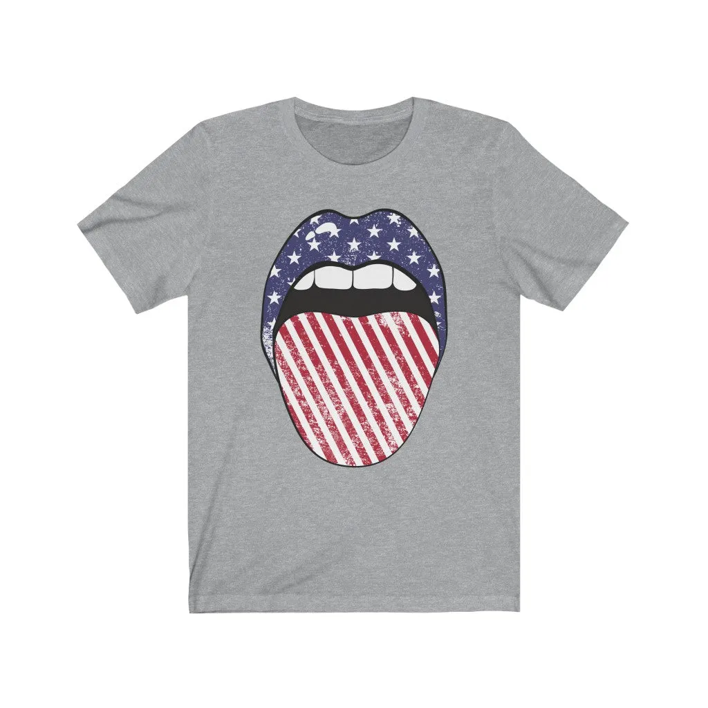 Stars + Stripes Tongue Out Unisex Tee sold by Always Stylish Mama product image thumbnail 4