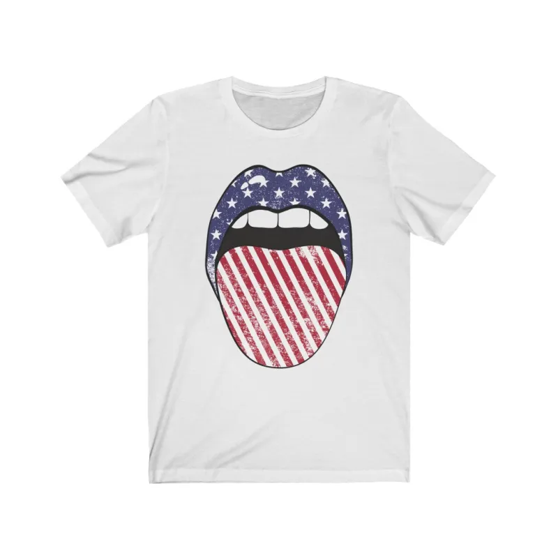 Stars + Stripes Tongue Out Unisex Tee sold by Always Stylish Mama
