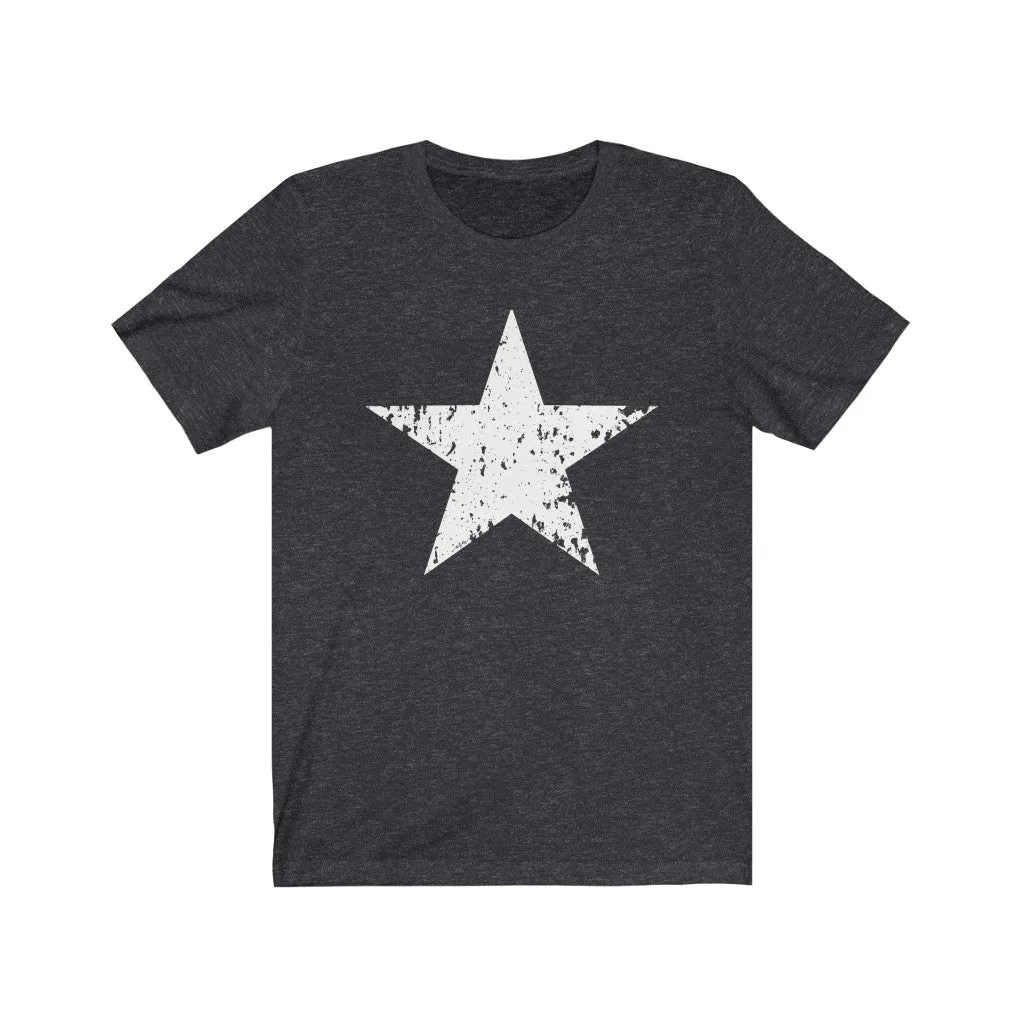 White Star Grunge Unisex Tee sold by Always Stylish Mama product image thumbnail 3