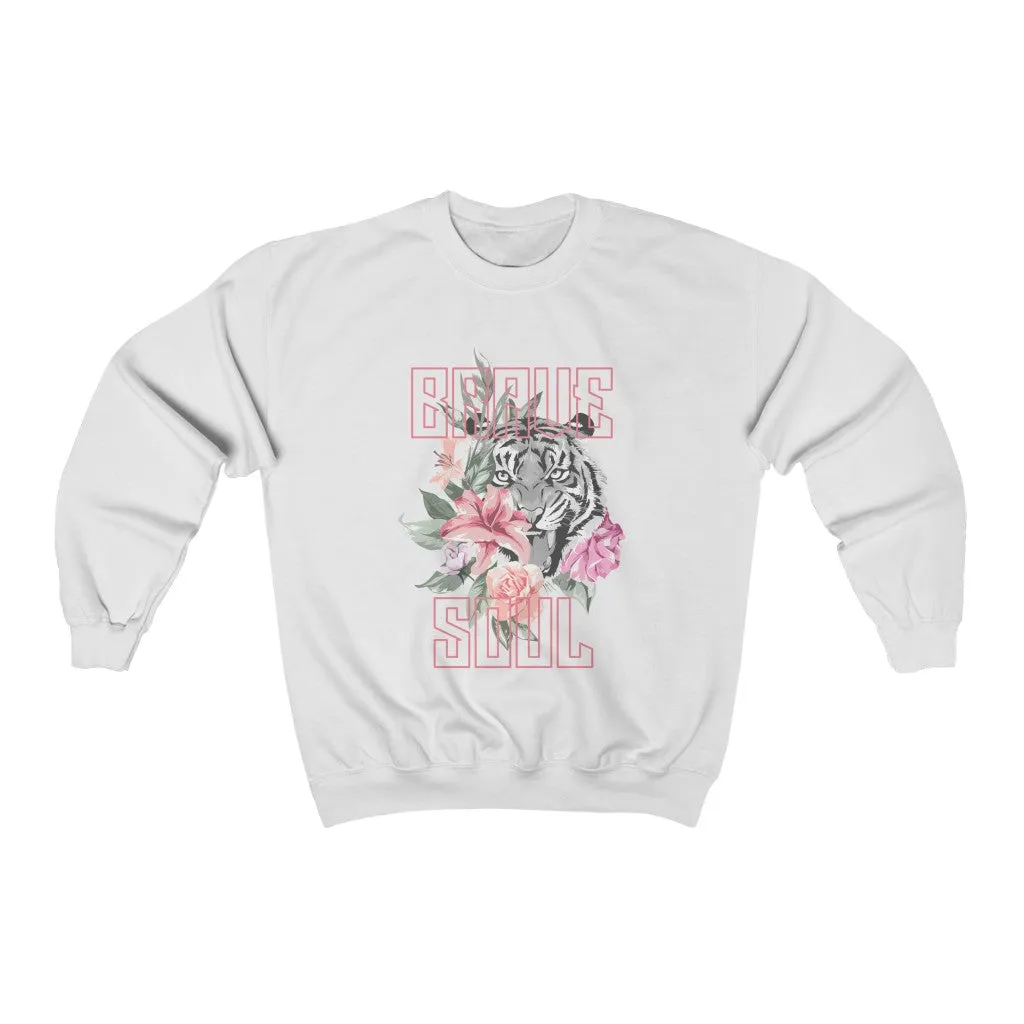Brave Soul Tiger Floral Unisex Sweatshirt sold by Always Stylish Mama product image thumbnail 2