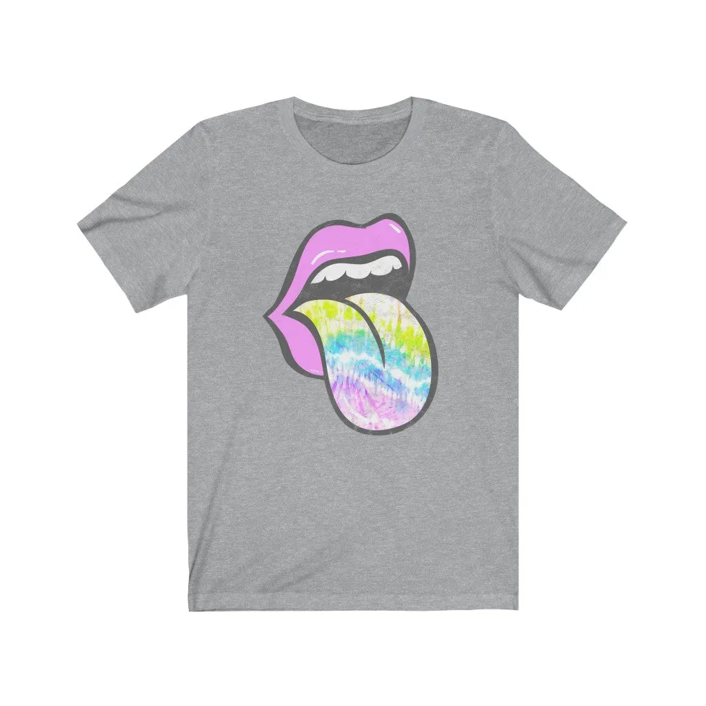 Lavender Rose Lips Tie Dye Pastel Tongue Out Unisex Tee sold by Always Stylish Mama product image thumbnail 3