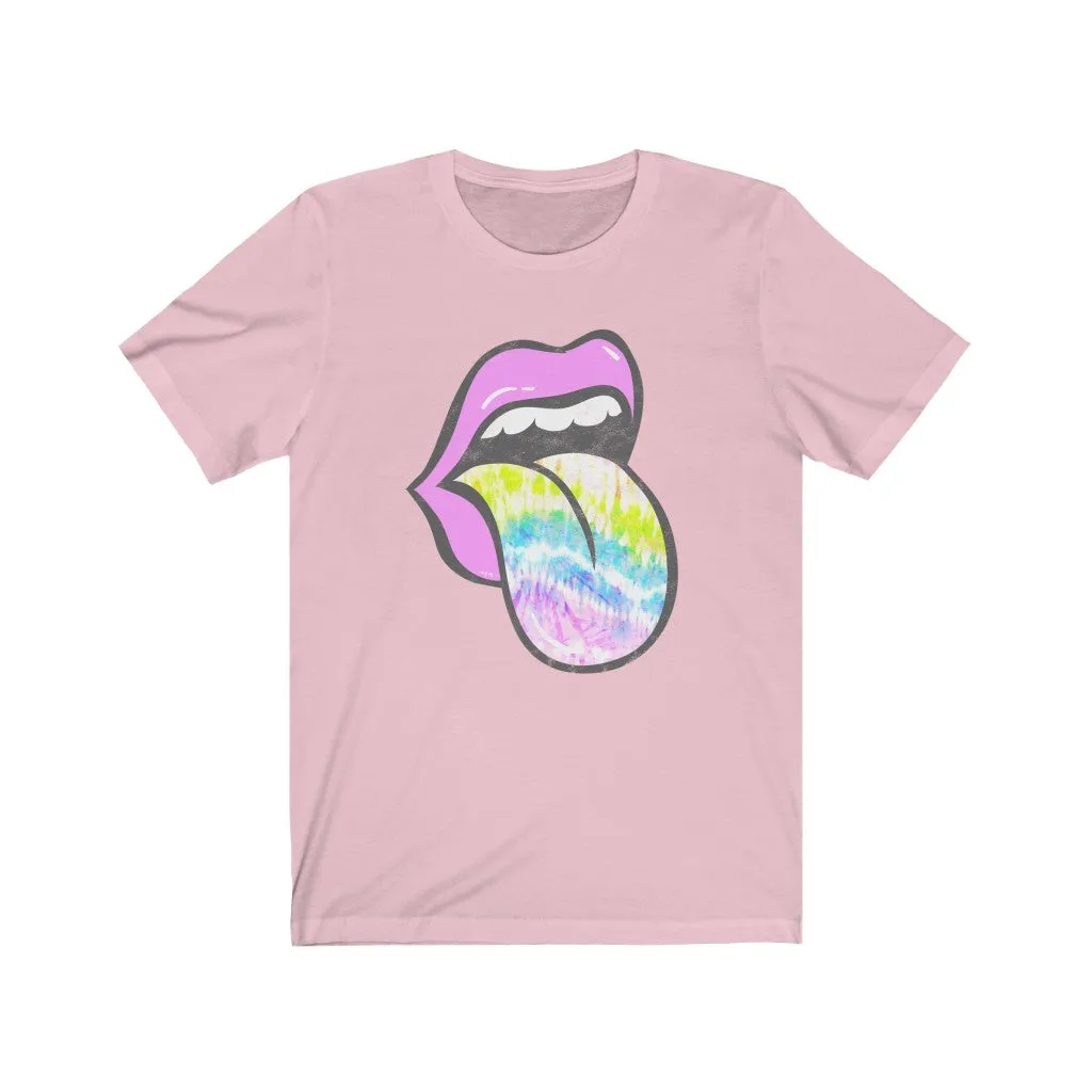 Lavender Rose Lips Tie Dye Pastel Tongue Out Unisex Tee sold by Always Stylish Mama product image thumbnail 4