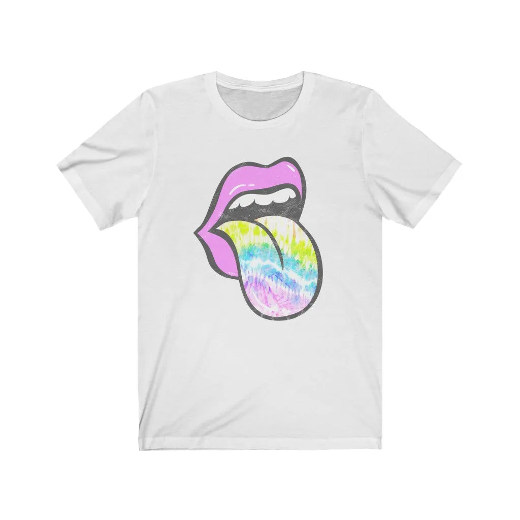 Lavender Rose Lips Tie Dye Pastel Tongue Out Unisex Tee sold by Always Stylish Mama