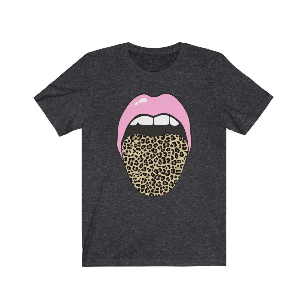 Pink Lips Leopard Tongue Out Tee sold by Always Stylish Mama product image thumbnail 4