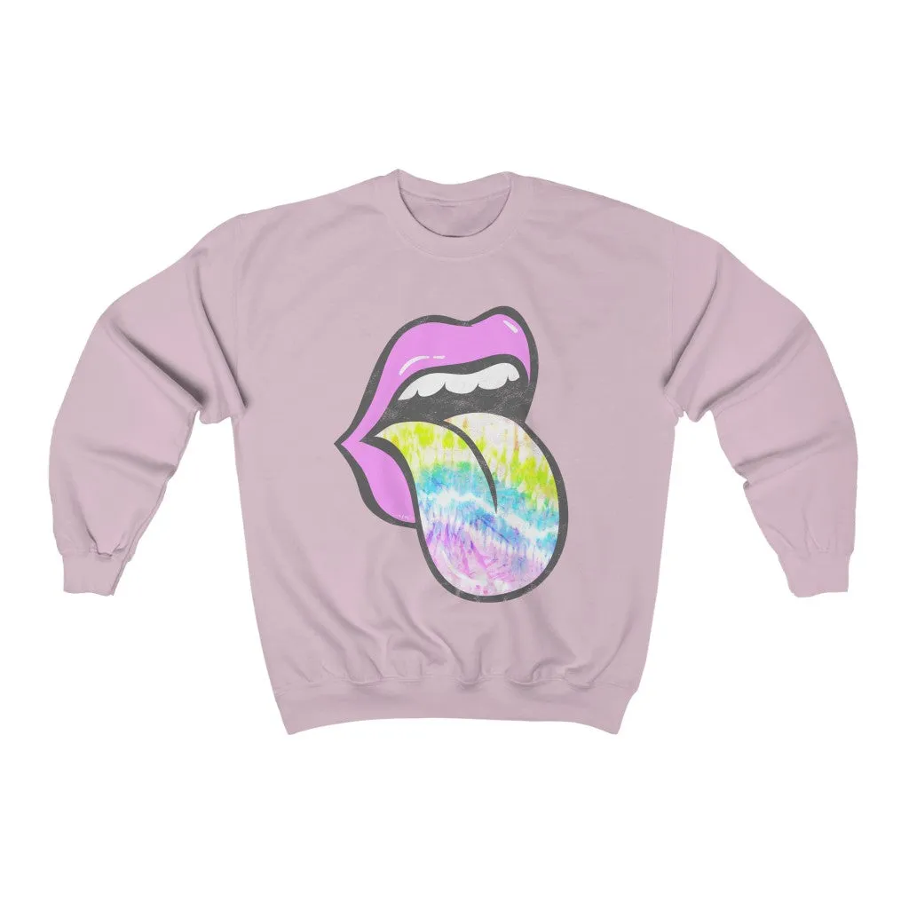 Lavender Rose Lips Pastel Tie Dye Tongue Unisex Sweatshirt sold by Always Stylish Mama product image thumbnail 5