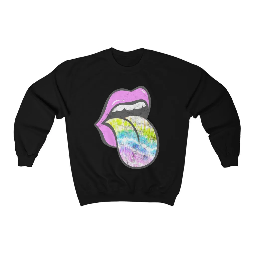 Lavender Rose Lips Pastel Tie Dye Tongue Unisex Sweatshirt sold by Always Stylish Mama product image thumbnail 2