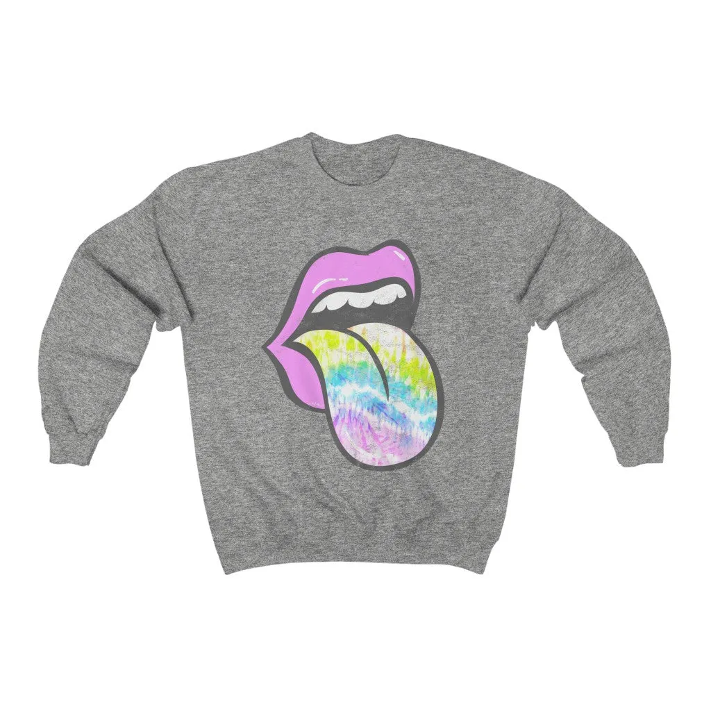 Lavender Rose Lips Pastel Tie Dye Tongue Unisex Sweatshirt sold by Always Stylish Mama product image thumbnail 3