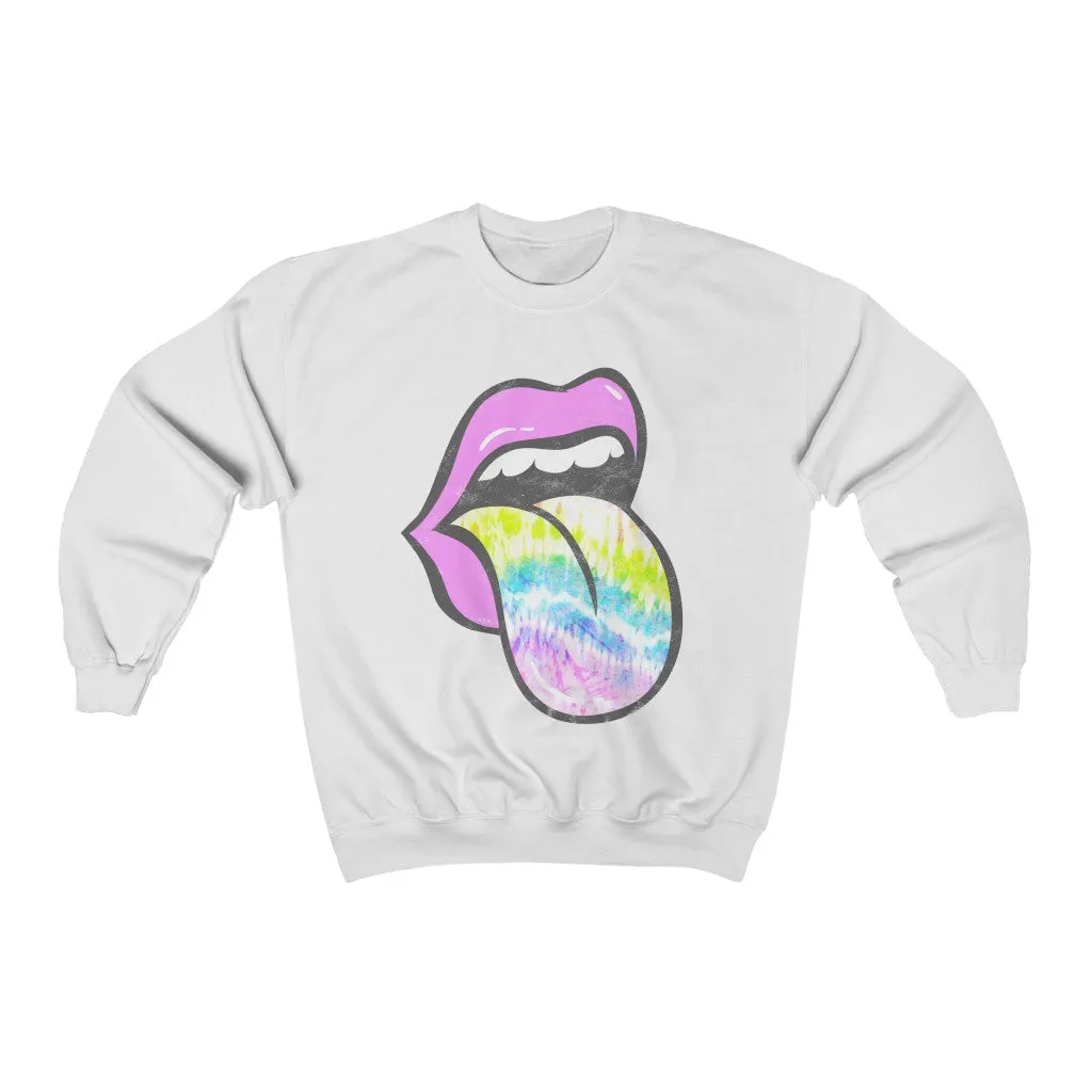 Lavender Rose Lips Pastel Tie Dye Tongue Unisex Sweatshirt sold by Always Stylish Mama