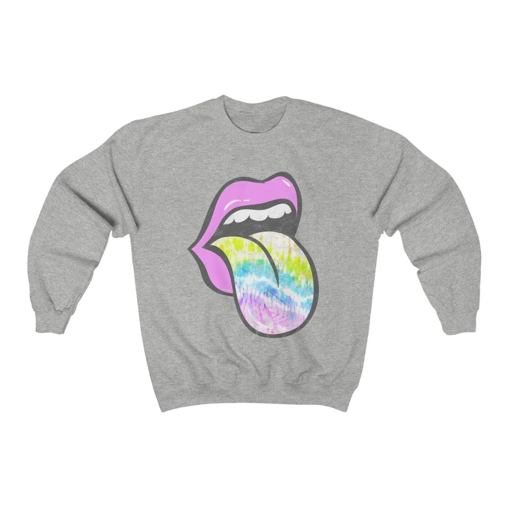 Lavender Rose Lips Pastel Tie Dye Tongue Unisex Sweatshirt sold by Always Stylish Mama product image thumbnail 4