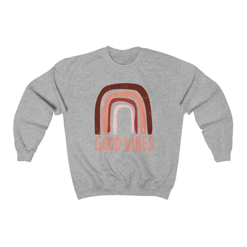Rainbow Good Vibes Unisex Crewneck Sweatshirt sold by Always Stylish Mama product image thumbnail 3