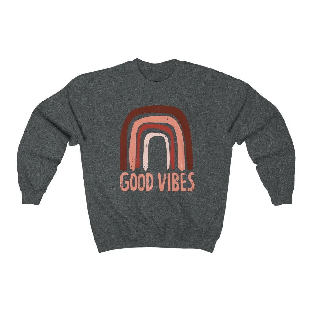 Rainbow Good Vibes Unisex Crewneck Sweatshirt sold by Always Stylish Mama product image thumbnail 4