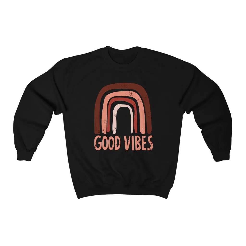 Rainbow Good Vibes Unisex Crewneck Sweatshirt sold by Always Stylish Mama product image thumbnail 2