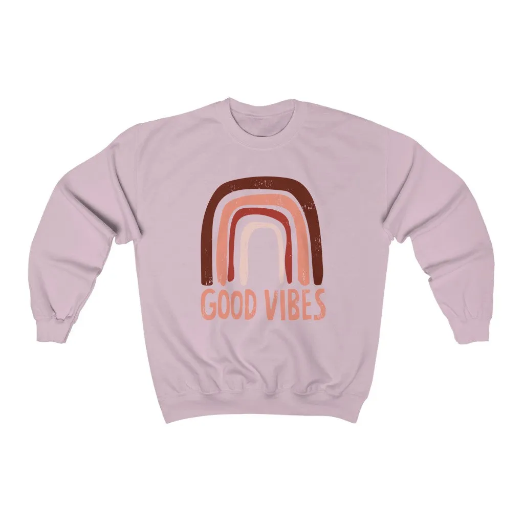 Rainbow Good Vibes Unisex Crewneck Sweatshirt sold by Always Stylish Mama product image thumbnail 5