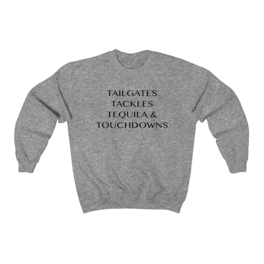 Tailgates Tackles Tequila Touchdowns Unisex Sweatshirt sold by Always Stylish Mama product image thumbnail 2
