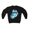 Blue Tie Dye Lips Tongue Out Distressed Unisex Crewneck Sweatshirt sold by Always Stylish Mama