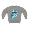 Blue Tie Dye Lips Tongue Out Distressed Unisex Crewneck Sweatshirt sold by Always Stylish Mama