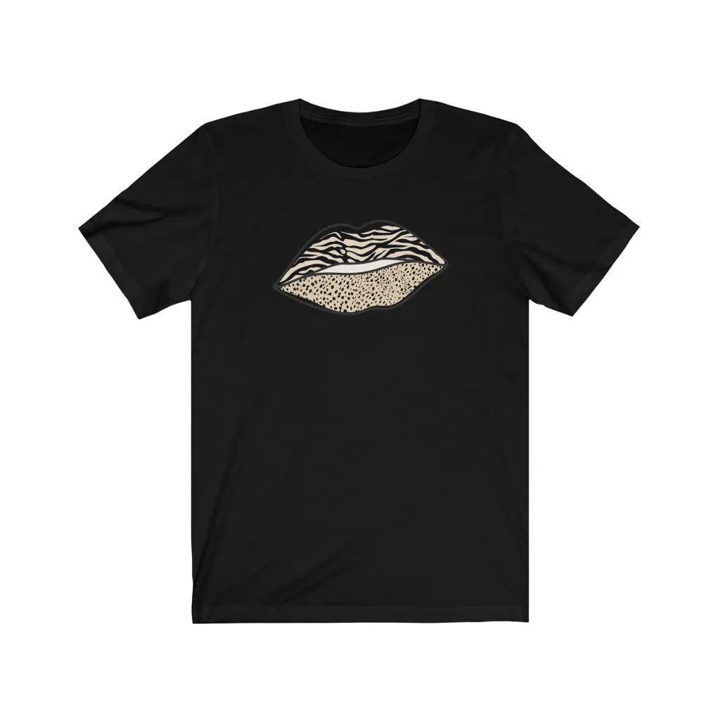 Zebra Leopard Lips Unisex Tee sold by Always Stylish Mama product image thumbnail 3
