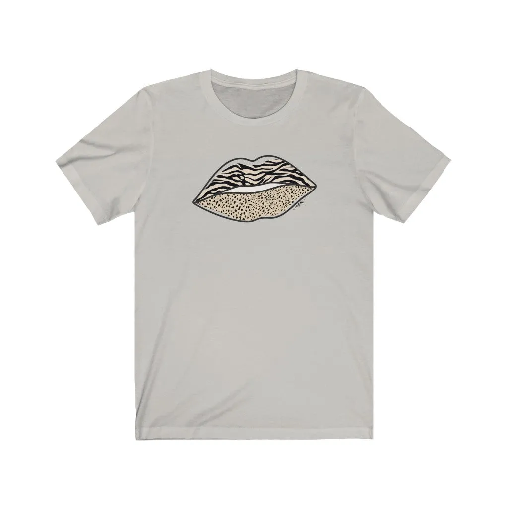 Zebra Leopard Lips Unisex Tee sold by Always Stylish Mama product image thumbnail 4