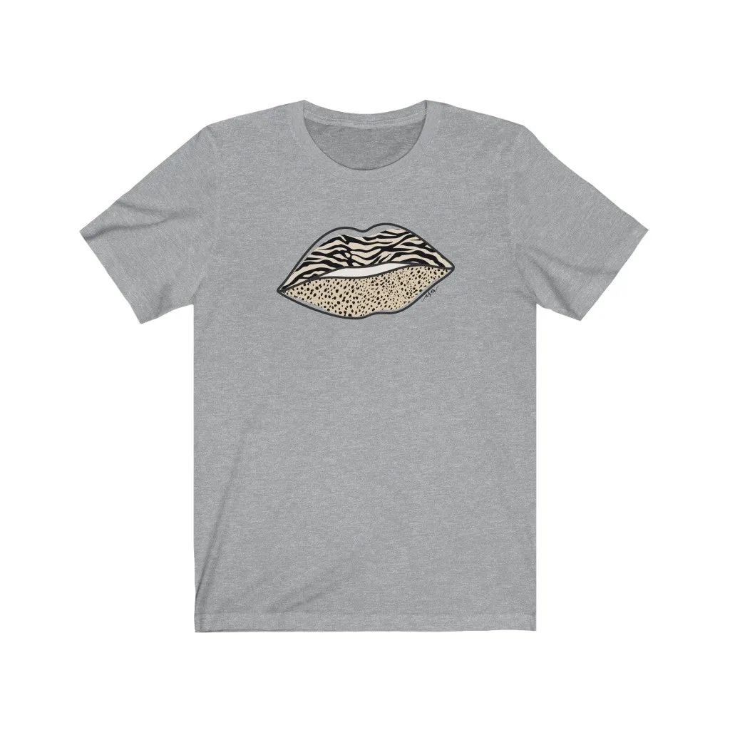 Zebra Leopard Lips Unisex Tee sold by Always Stylish Mama product image thumbnail 5