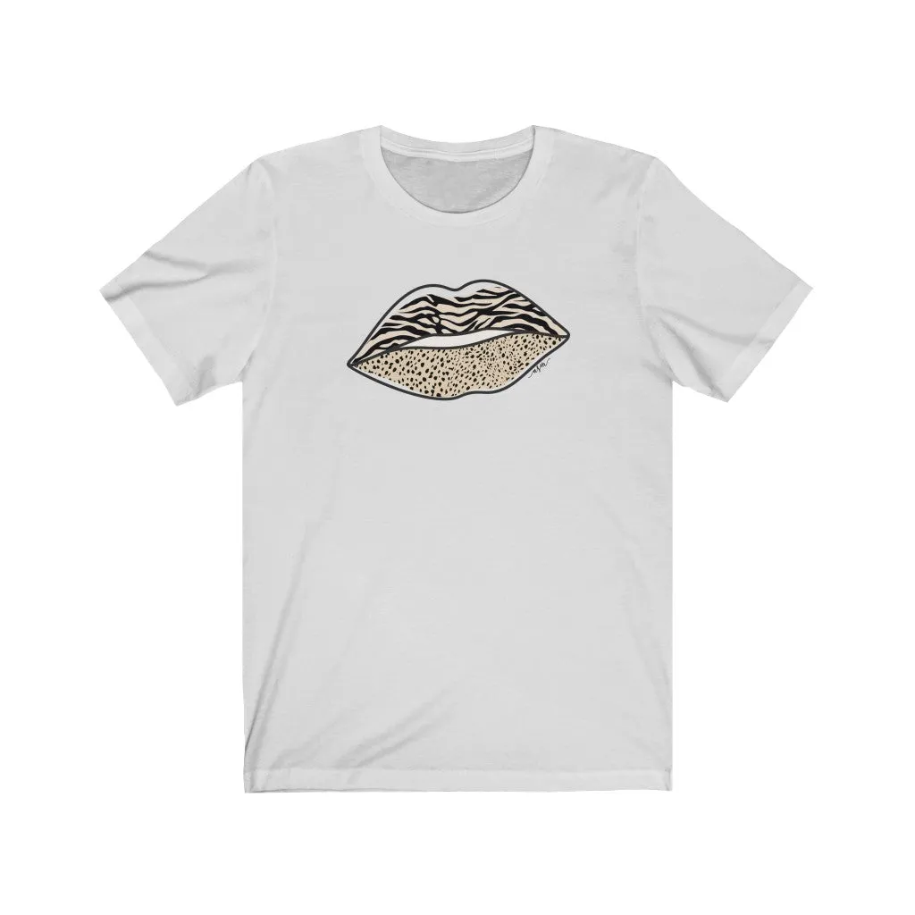 Zebra Leopard Lips Unisex Tee sold by Always Stylish Mama product image thumbnail 2
