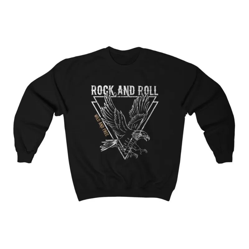 Eagle Wild & Free Rock & Roll Distressed Unisex Sweatshirt sold by Always Stylish Mama