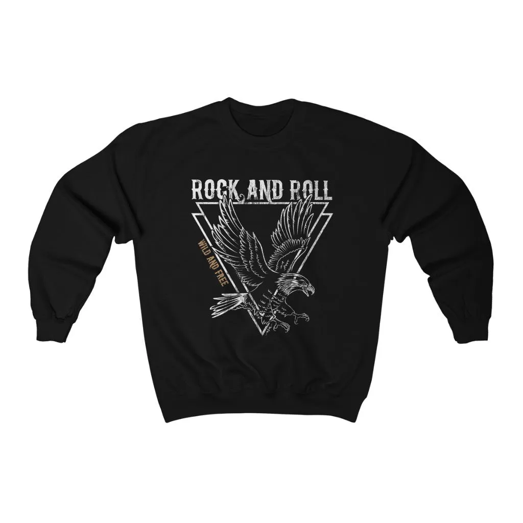 Eagle Wild & Free Rock & Roll Distressed Unisex Sweatshirt sold by Always Stylish Mama