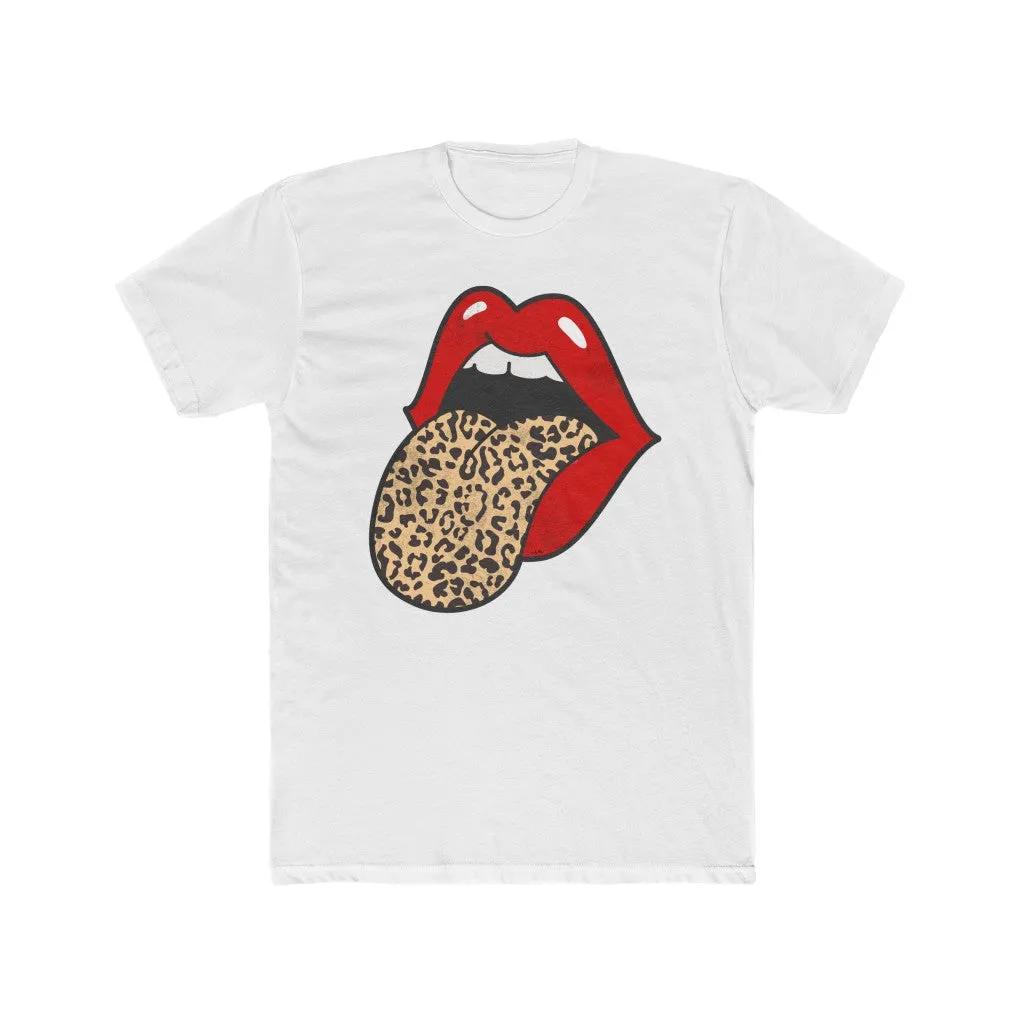 Red Lips Leopard Tongue Out Distressed Unisex Tee sold by Always Stylish Mama product image thumbnail 2