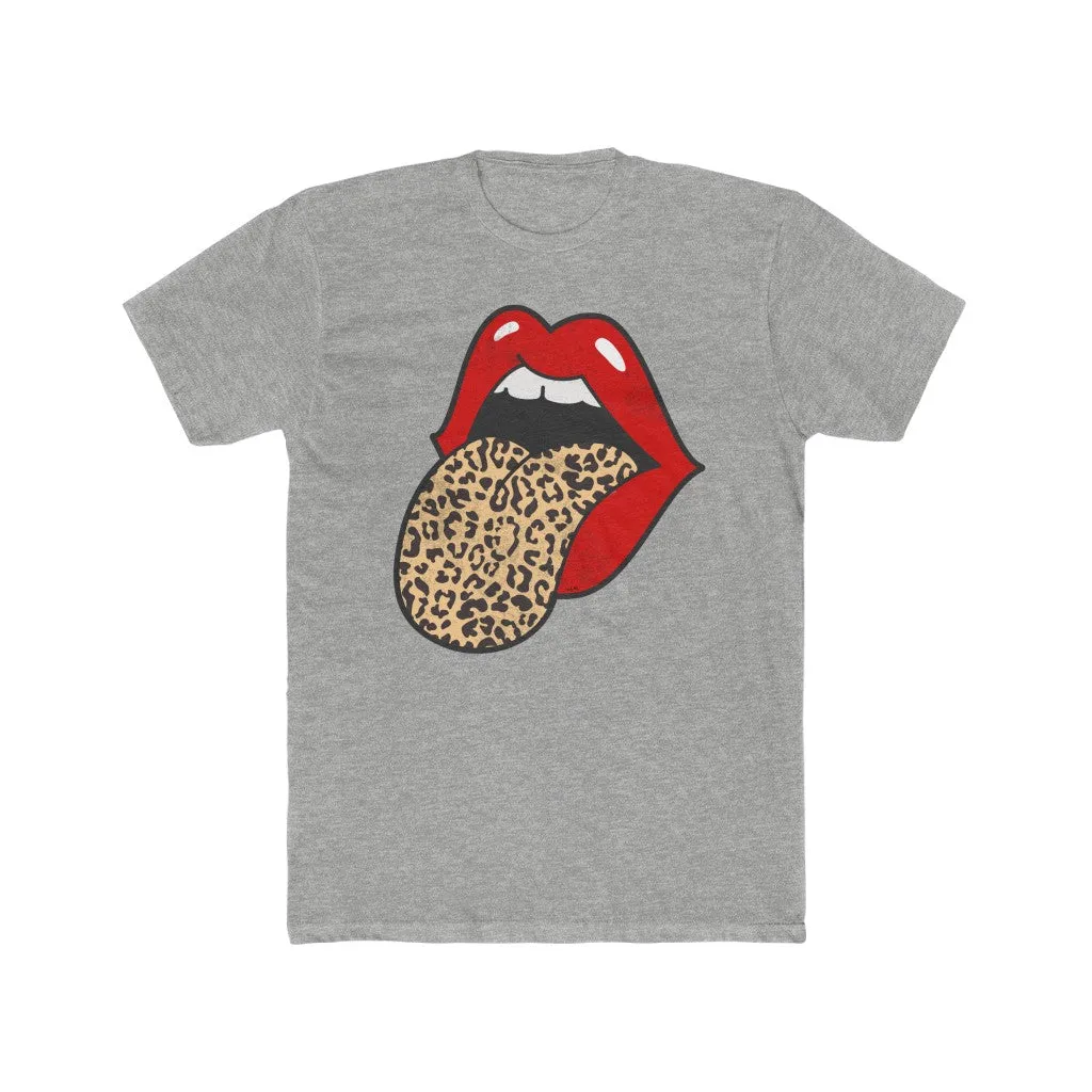 Red Lips Leopard Tongue Out Distressed Unisex Tee sold by Always Stylish Mama product image thumbnail 3