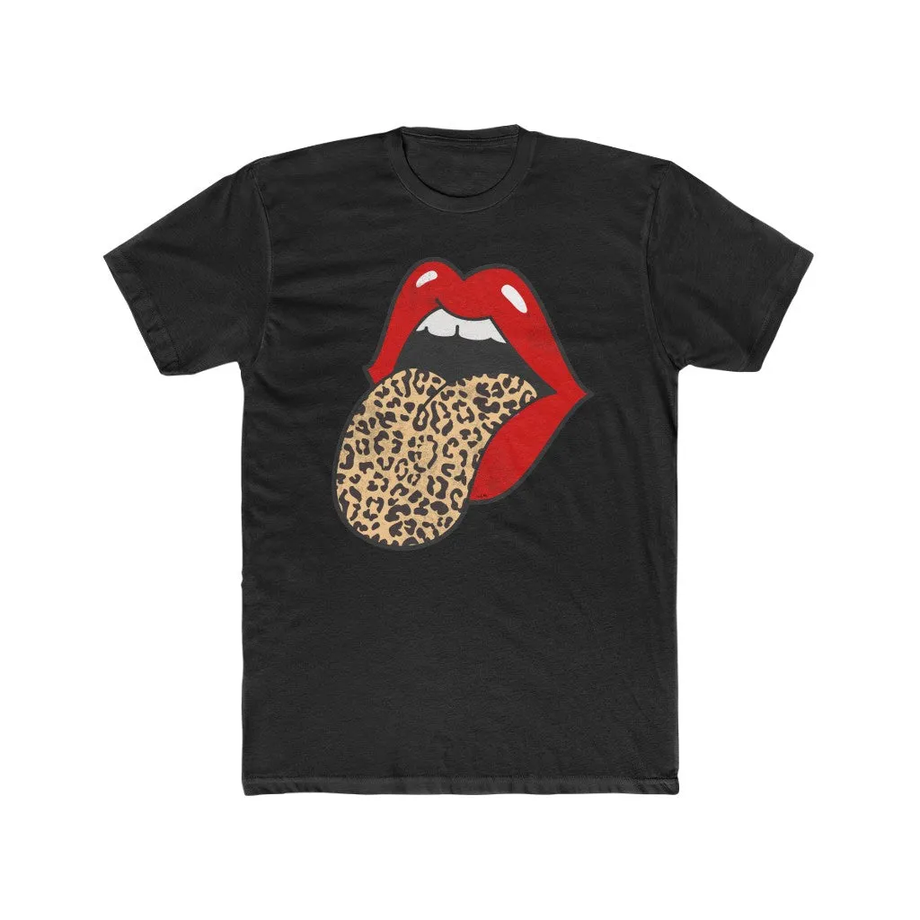 Red Lips Leopard Tongue Out Distressed Unisex Tee sold by Always Stylish Mama