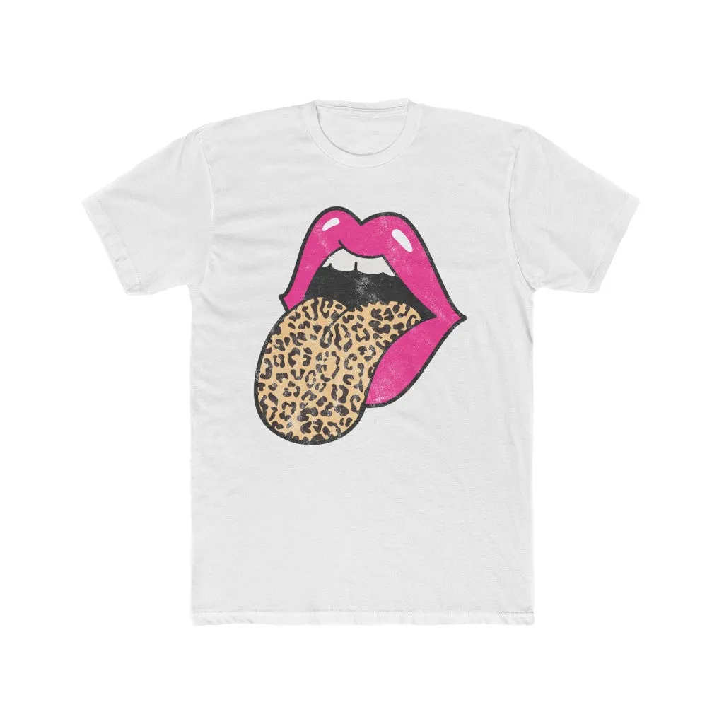 Pink Lips Leopard Tongue Out Distressed Unisex Tee sold by Always Stylish Mama