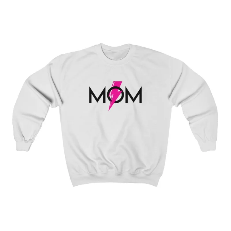 Mom Pink Lightning Bolt Unisex Crewneck Sweatshirt sold by Always Stylish Mama