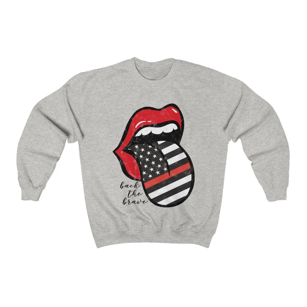 Firefighter Flag Tongue Back The Brave Unisex Sweatshirt sold by Always Stylish Mama product image thumbnail 2