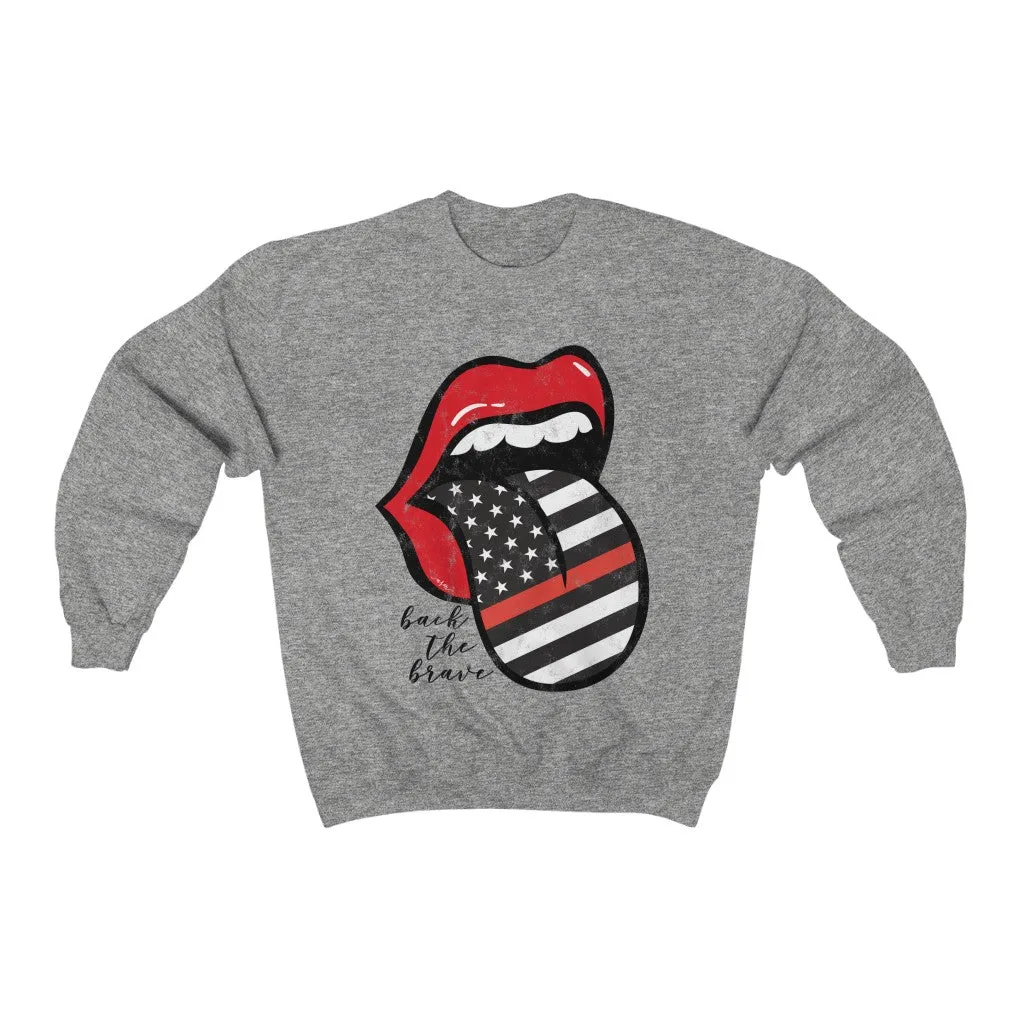Firefighter Flag Tongue Back The Brave Unisex Sweatshirt sold by Always Stylish Mama product image thumbnail 3