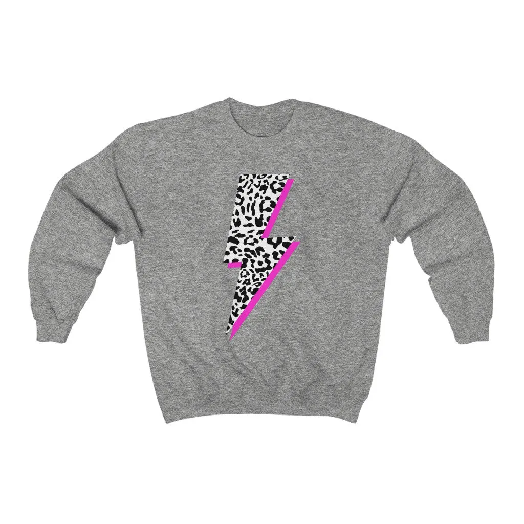 Leopard Pink Lightning Bolt Unisex Sweatshirt sold by Always Stylish Mama