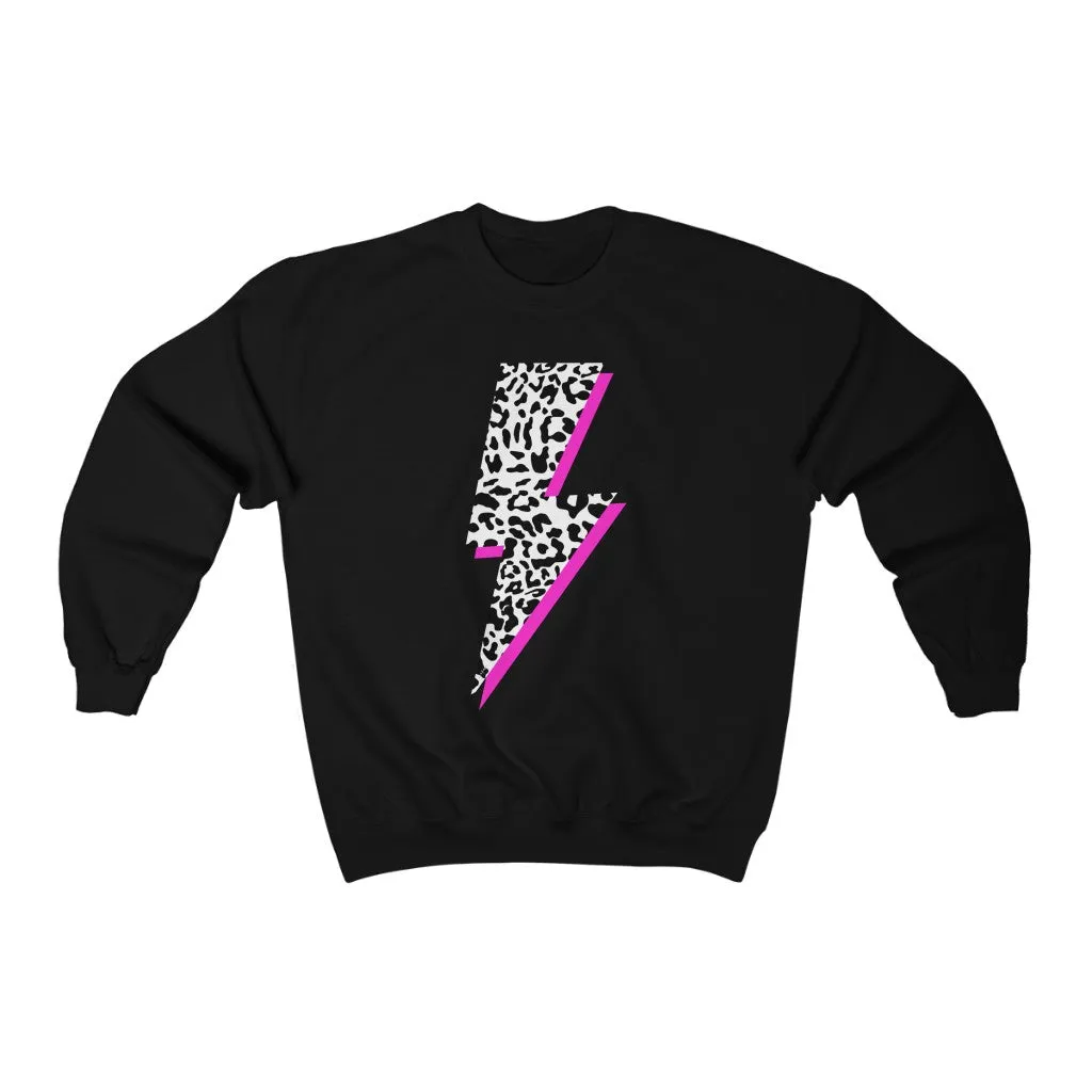 Leopard Pink Lightning Bolt Unisex Sweatshirt sold by Always Stylish Mama product image thumbnail 3