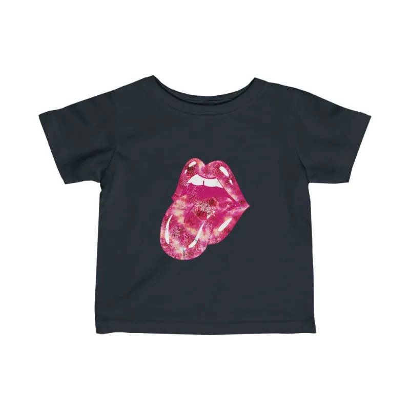 Infant - Pink Tie Dye Lips Leopard Tongue Out Tee sold by Always Stylish Mama