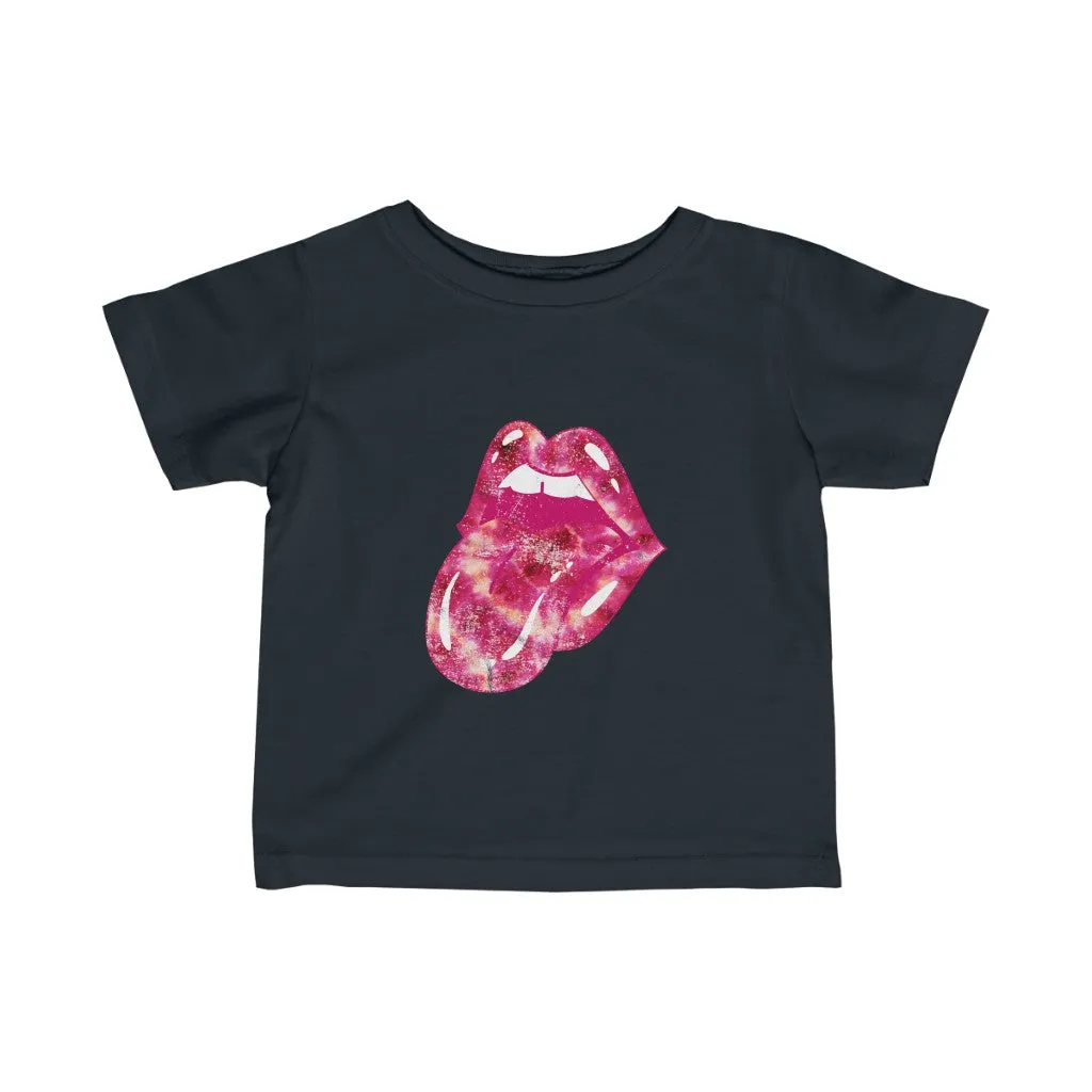 Infant - Pink Tie Dye Lips Leopard Tongue Out Tee sold by Always Stylish Mama