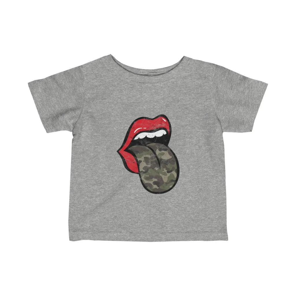 Infant - Red Lips Camo Tongue Out Tee sold by Always Stylish Mama