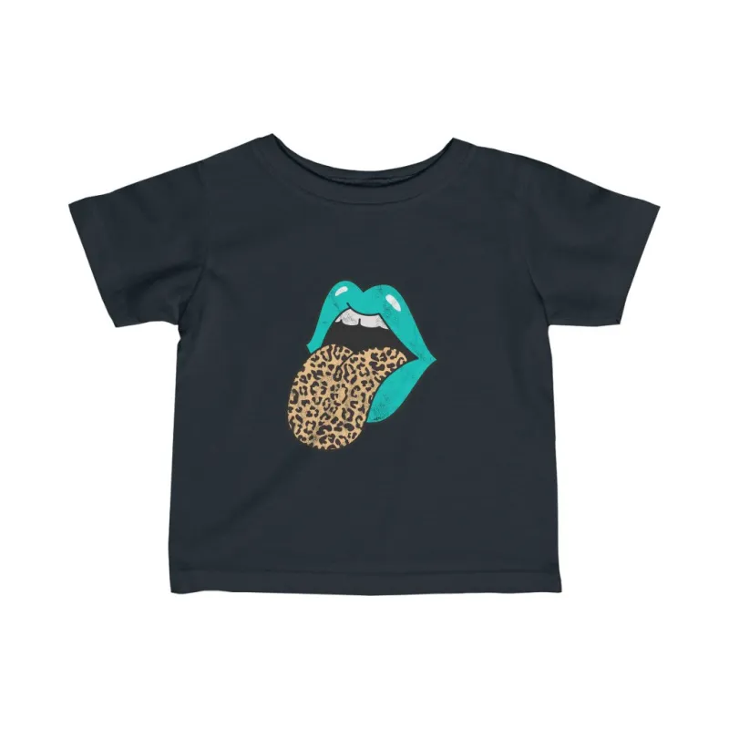 Infant - Aqua Lips Leopard Tongue Out Tee sold by Always Stylish Mama