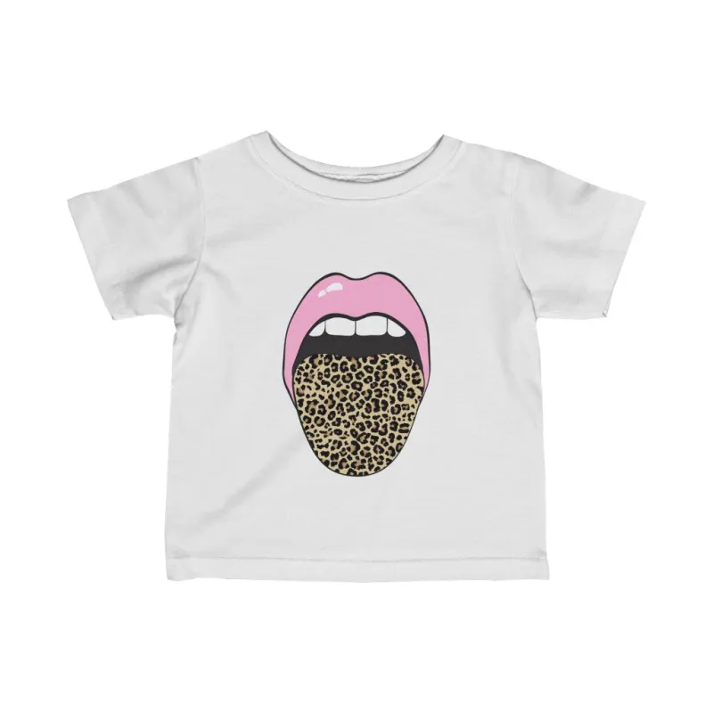 Infant - Pink Lips Leopard Tongue Out Tee sold by Always Stylish Mama