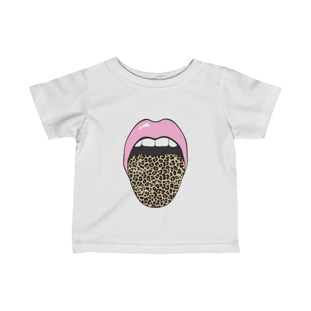 Infant - Pink Lips Leopard Tongue Out Tee sold by Always Stylish Mama